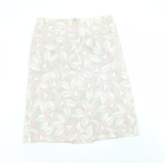Oasis Womens Beige Floral A-Line Skirt Size 10