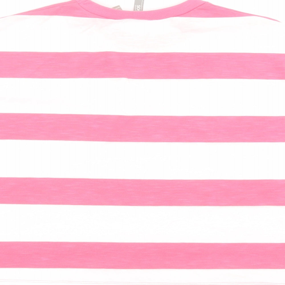 ASOS Womens Pink Striped Basic T-Shirt Size 8