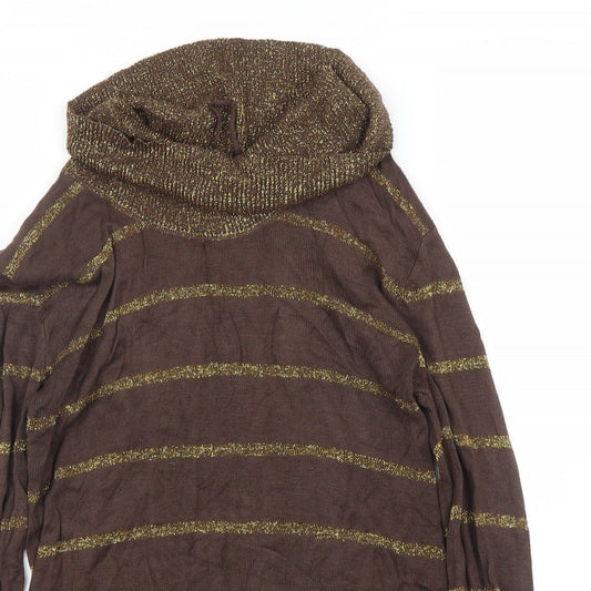 Preworn Womens Brown Striped Pullover Jumper Size S