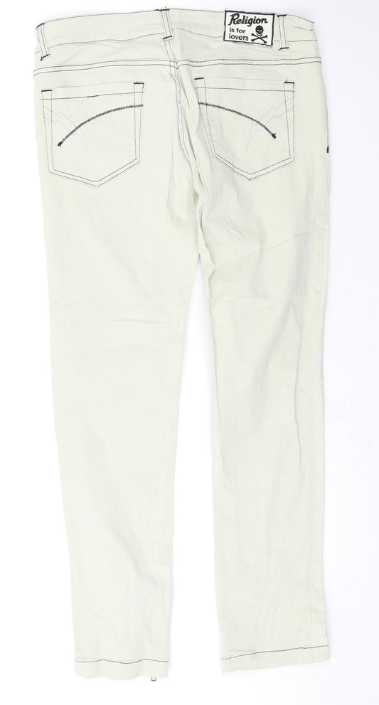 Preworn Womens White Skinny Jeans Size 33 L28 in