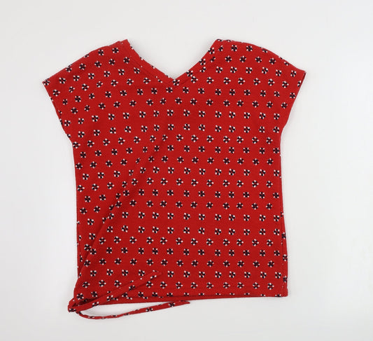 Marks and Spencer Womens Red Floral Basic T-Shirt Size 6