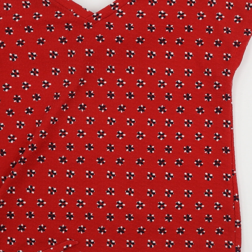 Marks and Spencer Womens Red Floral Basic T-Shirt Size 6