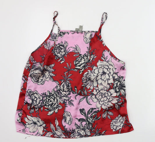 ASOS Womens Red Floral Cropped T-Shirt Size 10