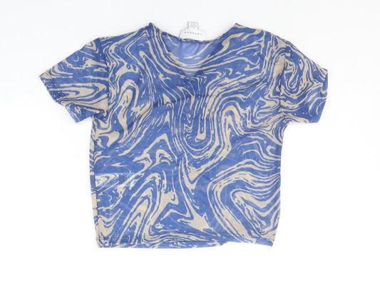 Topshop Womens Blue Floral Basic T-Shirt Size S