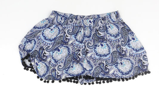 Select Womens Blue Geometric Cut-Off Shorts Size 10