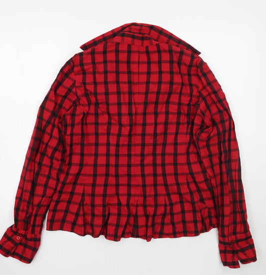 Harve Benard Womens Red Check Basic Button-Up Size L