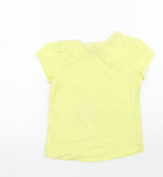Young Dimension Girls Yellow Animal Print Basic T-Shirt Size 7-8 Years