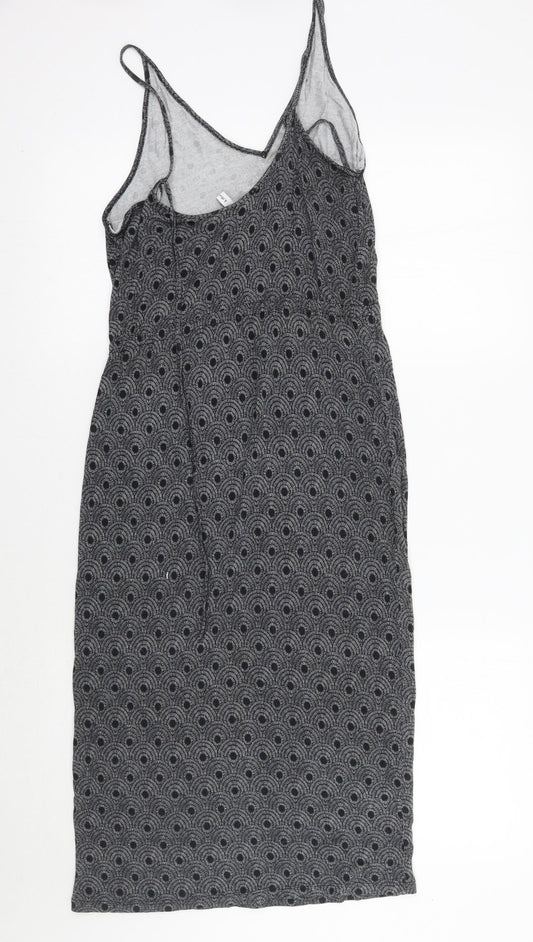 Preworn Womens Black Geometric A-Line Size 8