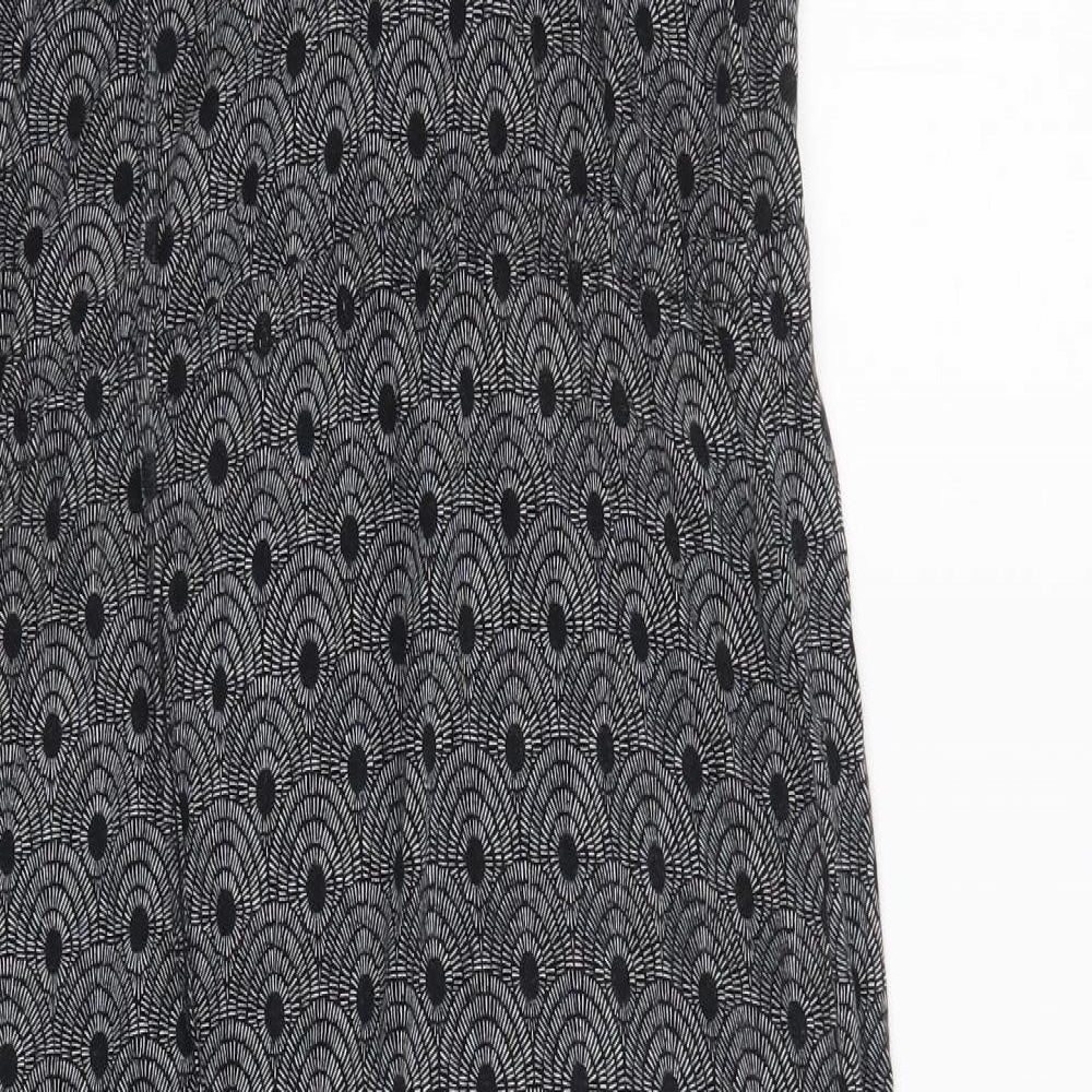 Preworn Womens Black Geometric A-Line Size 8