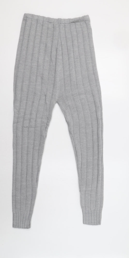 PRETTYLITTLETHING Womens Grey Solid Lounge Pants Size M