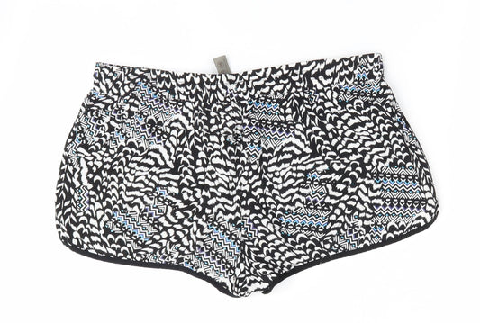 Denim Co Womens Black Animal Print Paperbag Shorts Size 12