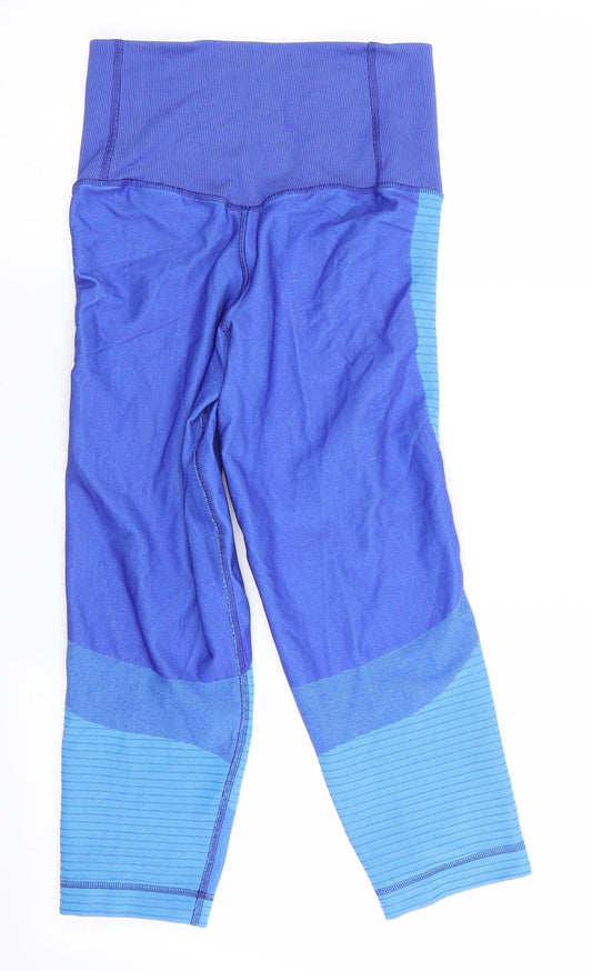 Dri-Fit Womens Blue Colourblock Compression Leggings Size M L21 in - Cropped - Deep waist
