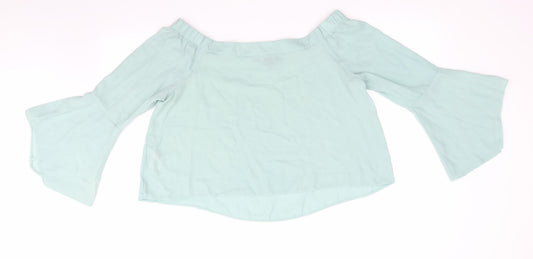 New Look Womens Green Basic Blouse Size 14 - Elasticated shoulders