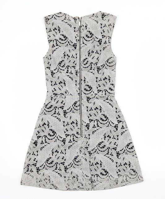 H&M Womens Grey Floral A-Line Size 6