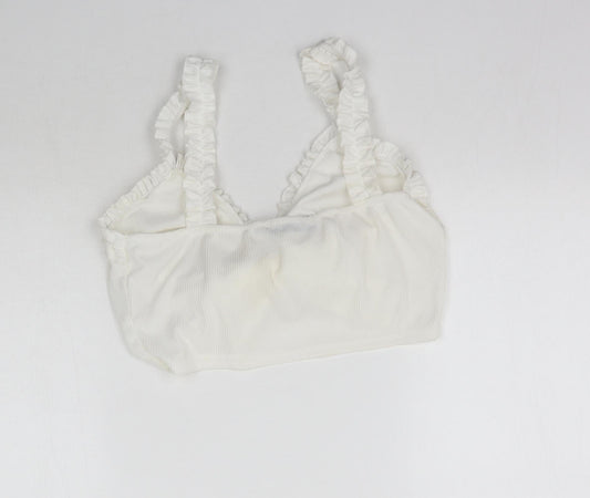 PRETTYLITTLETHING Womens White Cropped Blouse Size 10