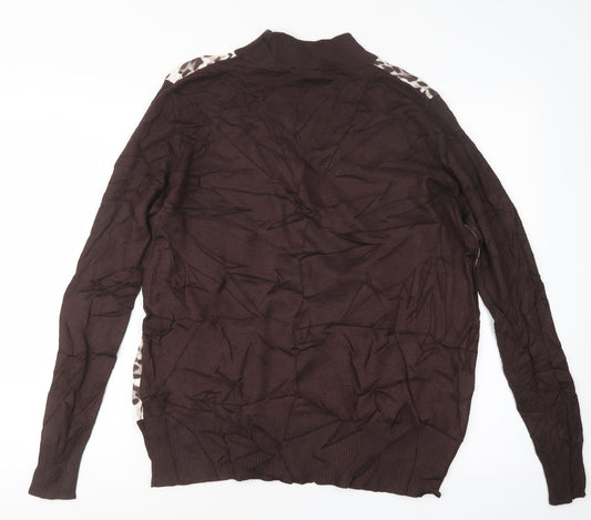 Casamia Womens Brown Animal Print Knit Pullover Jumper Size L