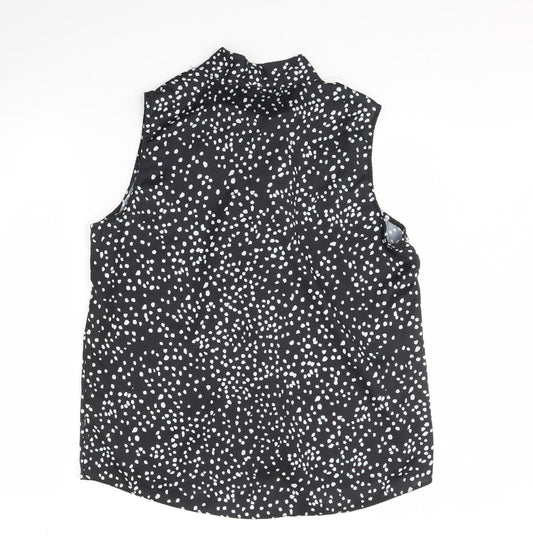 Select Womens Black Polka Dot Basic Button-Up Size 16