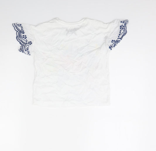 Preworn Girls White Solid Cami Pyjama Top Size 7 Years