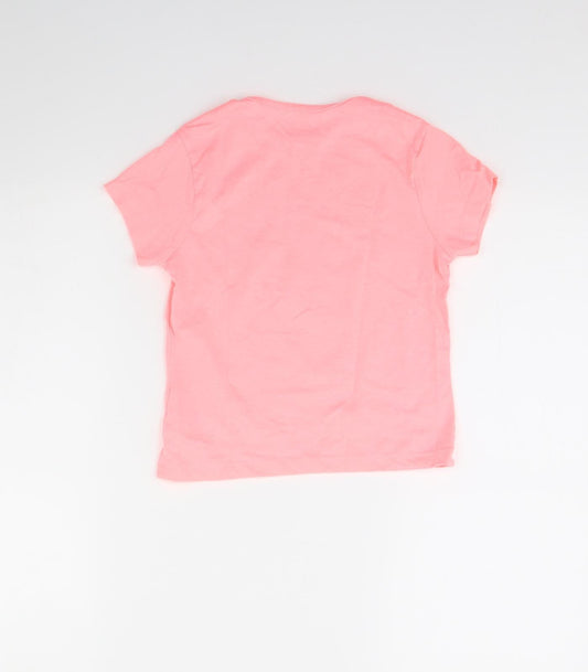 Primark Girls Pink Basic T-Shirt Size 7 Years - Tropical vibes