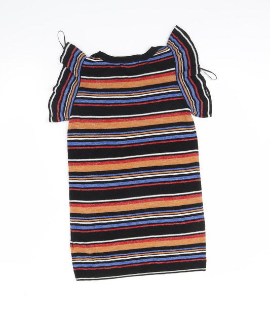 NEXT Womens Black Striped Basic Blouse Size 10
