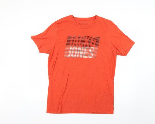 JACK & JONES Mens Orange    T-Shirt Size XL