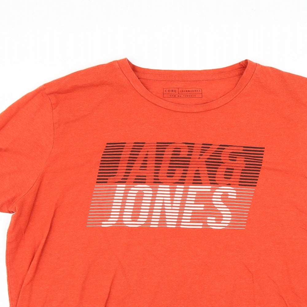 JACK & JONES Mens Orange    T-Shirt Size XL