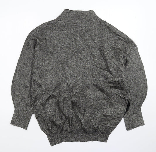 H&M Womens Silver Knit Pullover Jumper Size S - Oversized