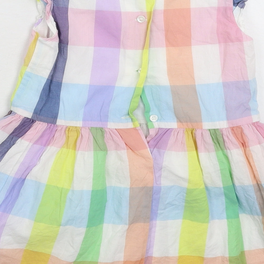 Brand and care label for Gap girls’ multicoloured check fit & flare, size 36, months