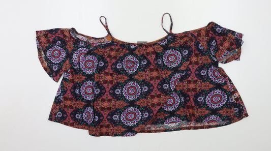 VERO MODA Womens Multicoloured Geometric Jersey Basic Blouse Size L