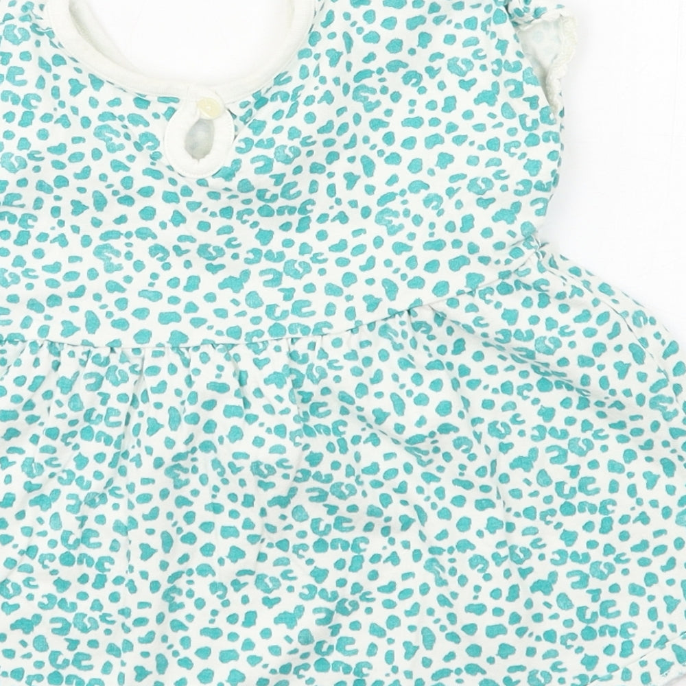 George Girls White Animal Print Jersey Skater Dress Size 5-6 Years
