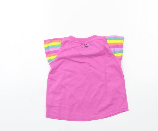 Silver Girls Pink Jersey Basic T-Shirt Size 2 Years - unicorn