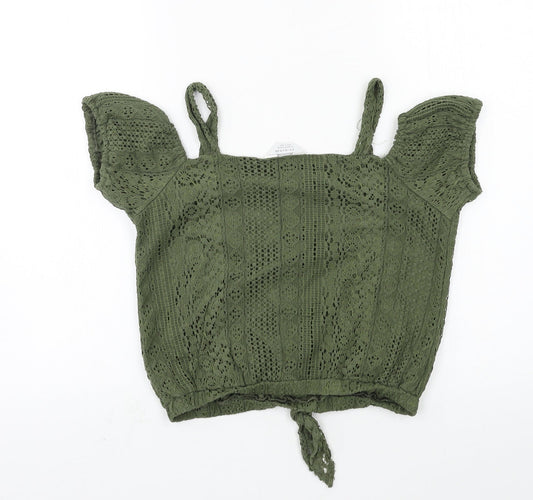 Primar Girls Green Lace Basic T-Shirt Size 12-13 Years