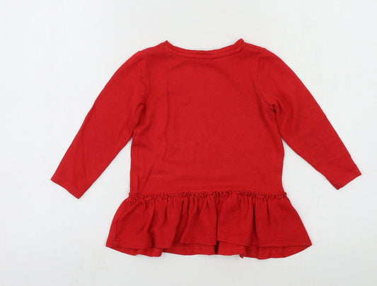 George Girls Red Knit Pullover Jumper Size 18-24 Months - Smile