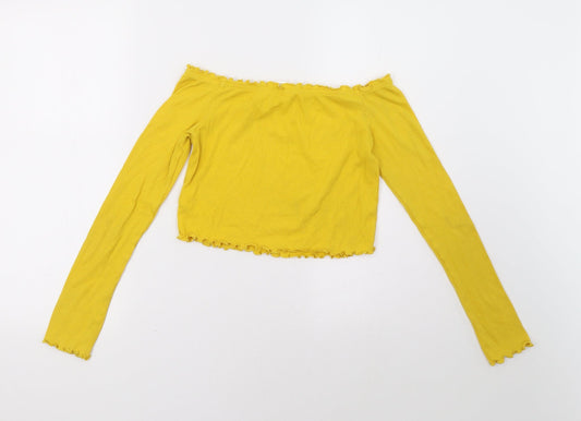 H&M Womens Yellow Cropped Tank Size S