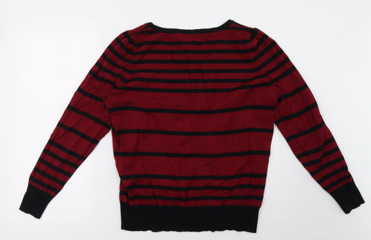 Debenhams Womens Red Striped Pullover Sweatshirt Size 18