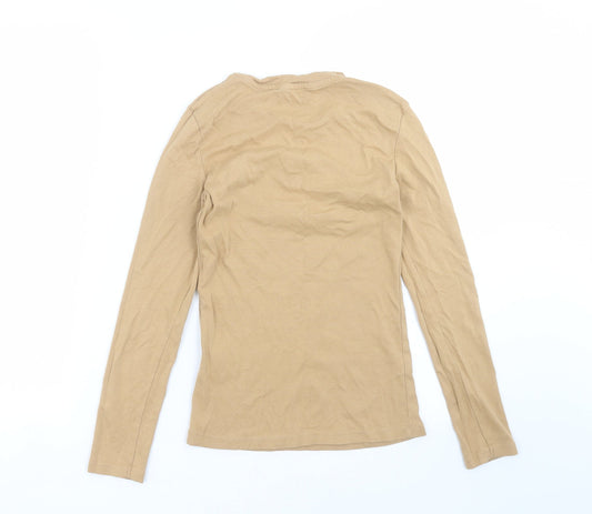 Brave Soul Womens Beige Basic T-Shirt Size XS