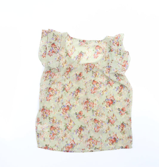 Peacocks Womens Green Floral Basic Blouse Size 10