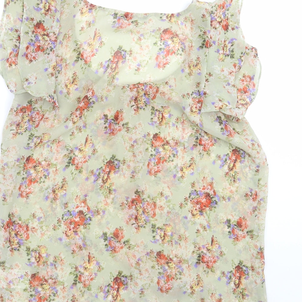 Peacocks Womens Green Floral Basic Blouse Size 10