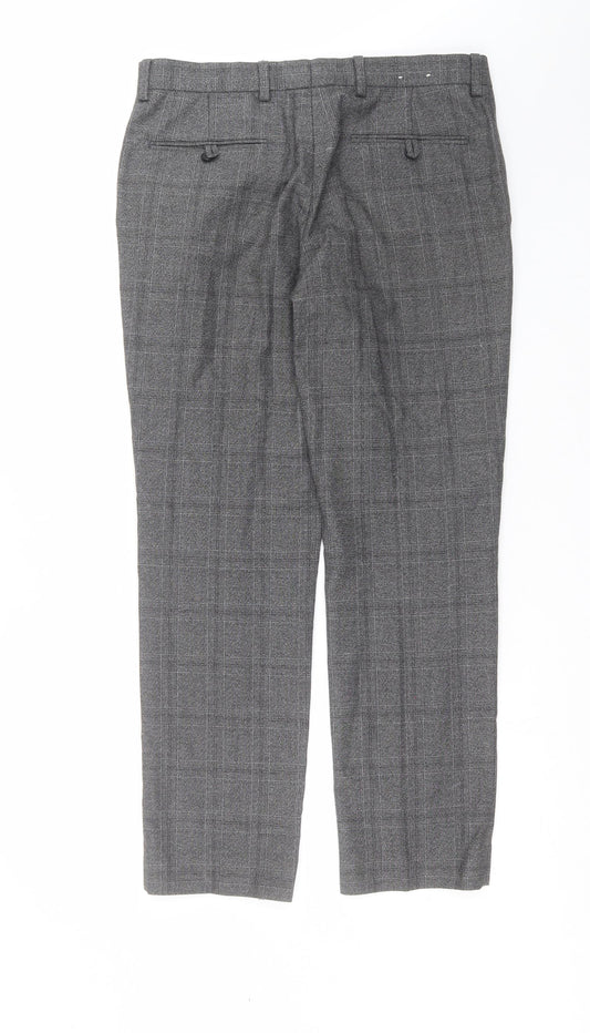NEXT Mens Grey Check Trousers Size 32 in L29 in