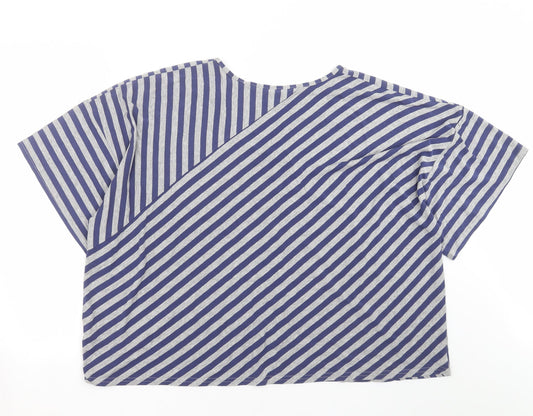 Kaleidoscope Womens Blue Striped Basic T-Shirt Size M