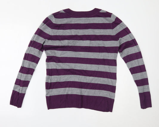 H&M Mens Purple Striped Pullover Jumper Size M