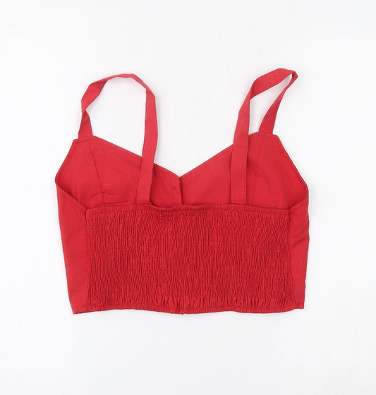 Preworn Womens Red Cropped Blouse Size L