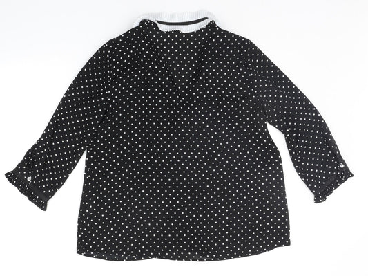 Zara Womens Black Polka Dot Basic Button-Up Size S