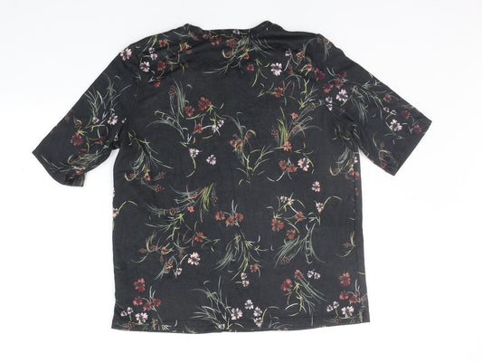 Marks and Spencer Womens Black Floral Pullover Jumper Size 14