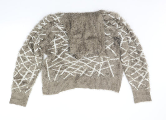 Alexandra Womens Brown Geometric Pullover Jumper Size XL