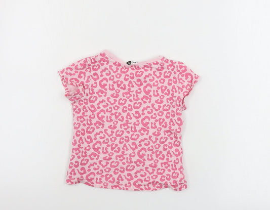 Pep&co Girls Pink Animal Print Basic T-Shirt Size 2-3 Years