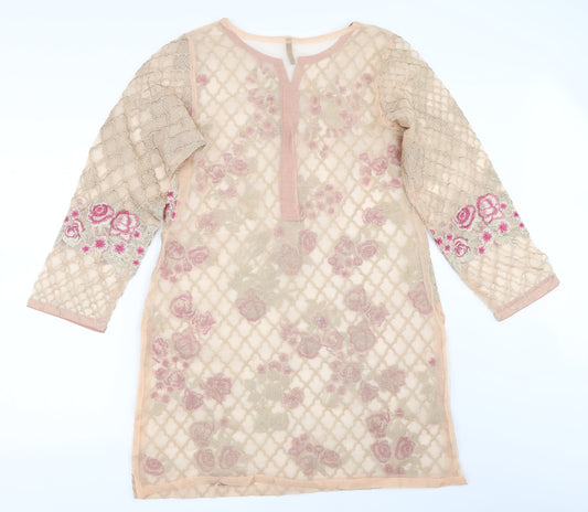 Beechtree Womens Beige Tunic Blouse Size 10