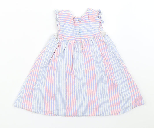 George Girls Blue Striped Fit & Flare Size 9-12 Months