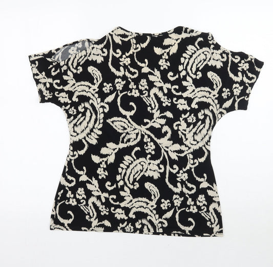 Peacocks Womens Black Floral Basic T-Shirt Size 10