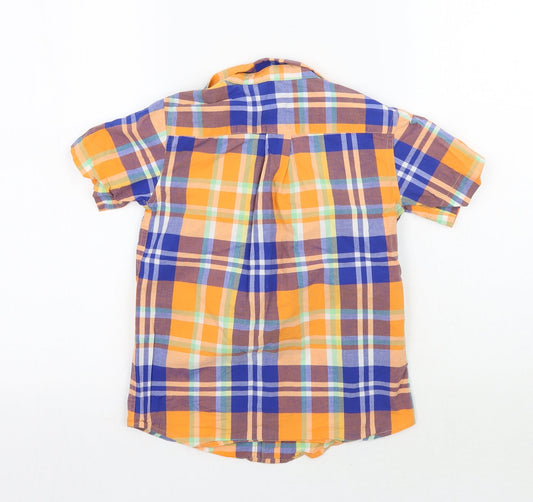 Lands ends Girls Orange Check Basic Button-Up Size 6 Years